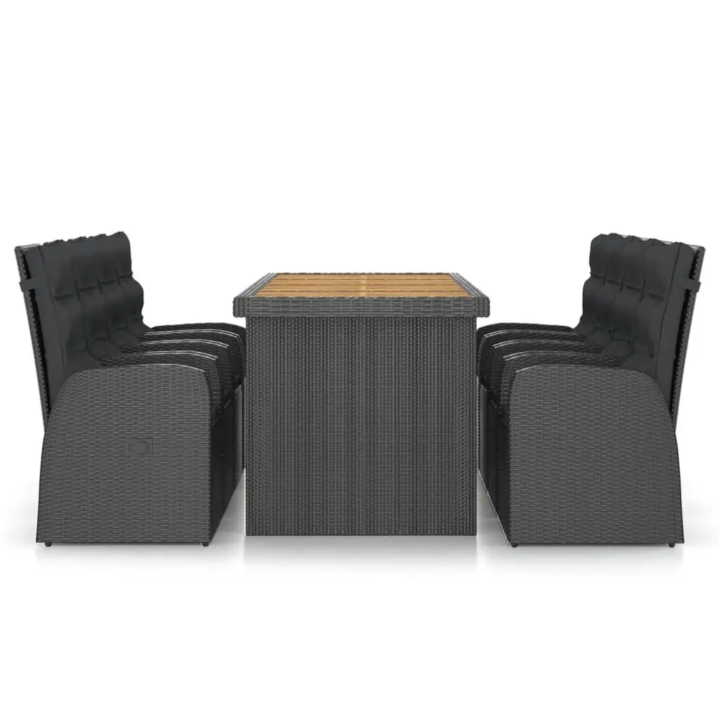 9 Piece Outdoor Dining Set with Cushions Poly Rattan Black 3059342