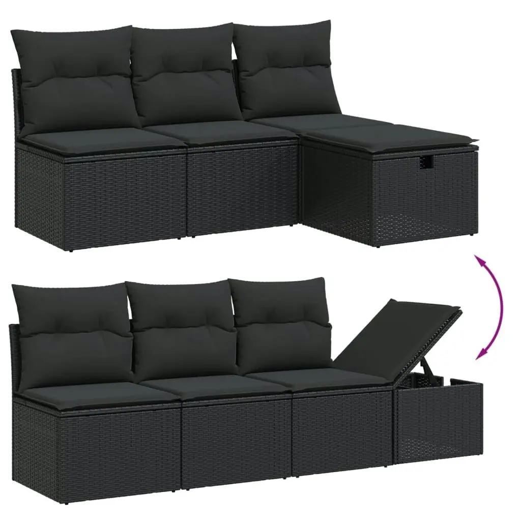 8 Piece Garden Sofa Set with Cushions Black Poly Rattan 3276156