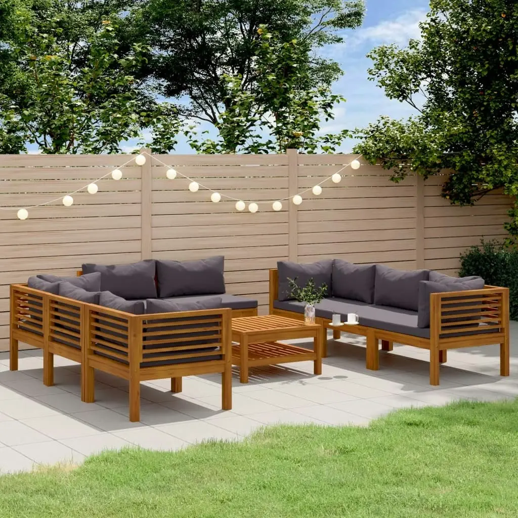 9 Piece Garden Lounge Set with Cushion Solid Acacia Wood 3086904