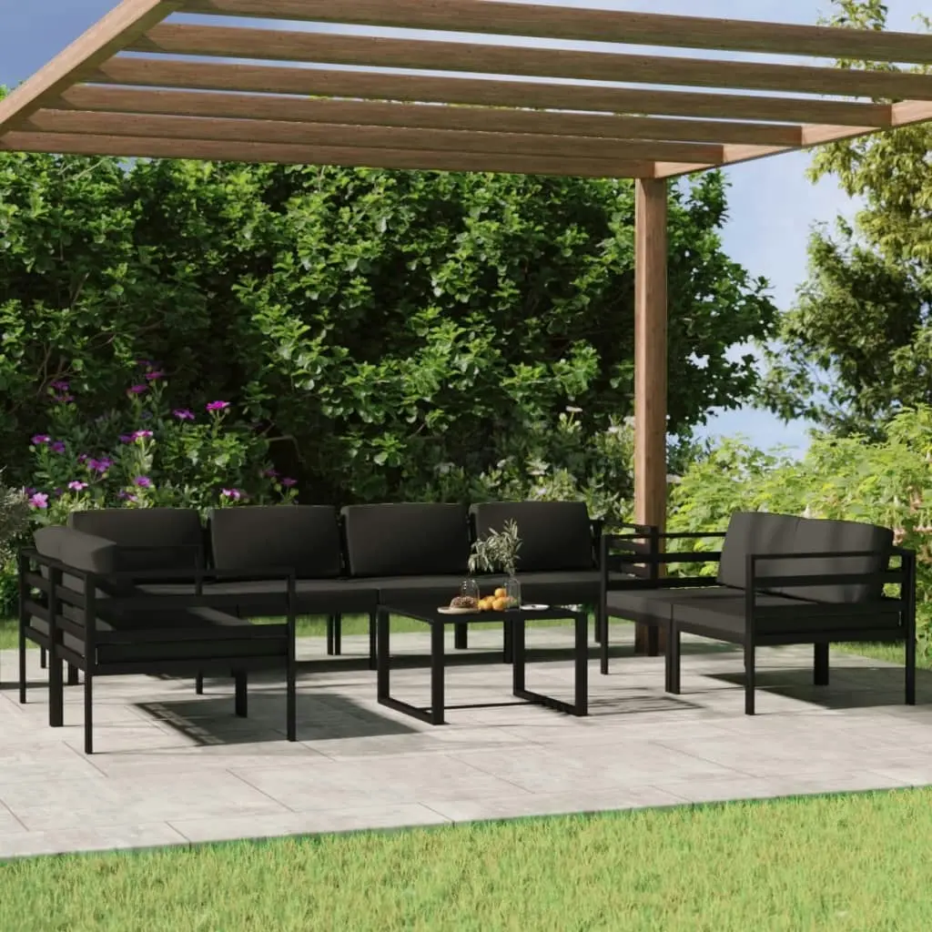 9 Piece Garden Lounge Set with Cushions Aluminium Anthracite 3107799