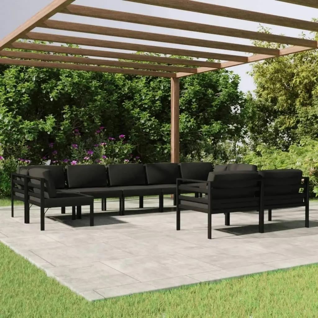 9 Piece Garden Lounge Set with Cushions Aluminium Anthracite 3107818