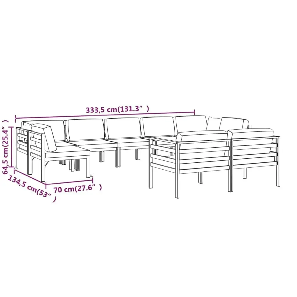 9 Piece Garden Lounge Set with Cushions Aluminium Anthracite 3107818