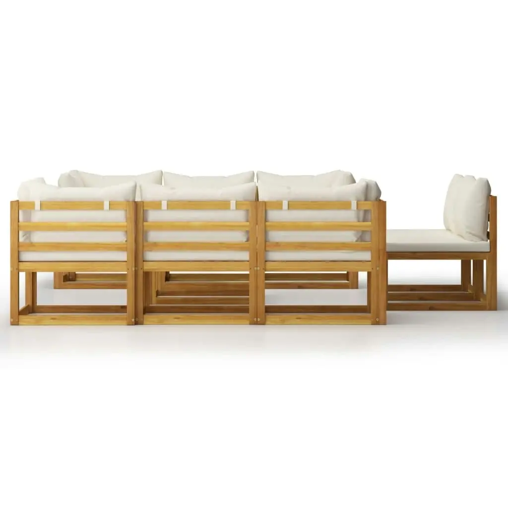 9 Piece Garden Lounge Set with Cushion Cream Solid Acacia Wood 3057642