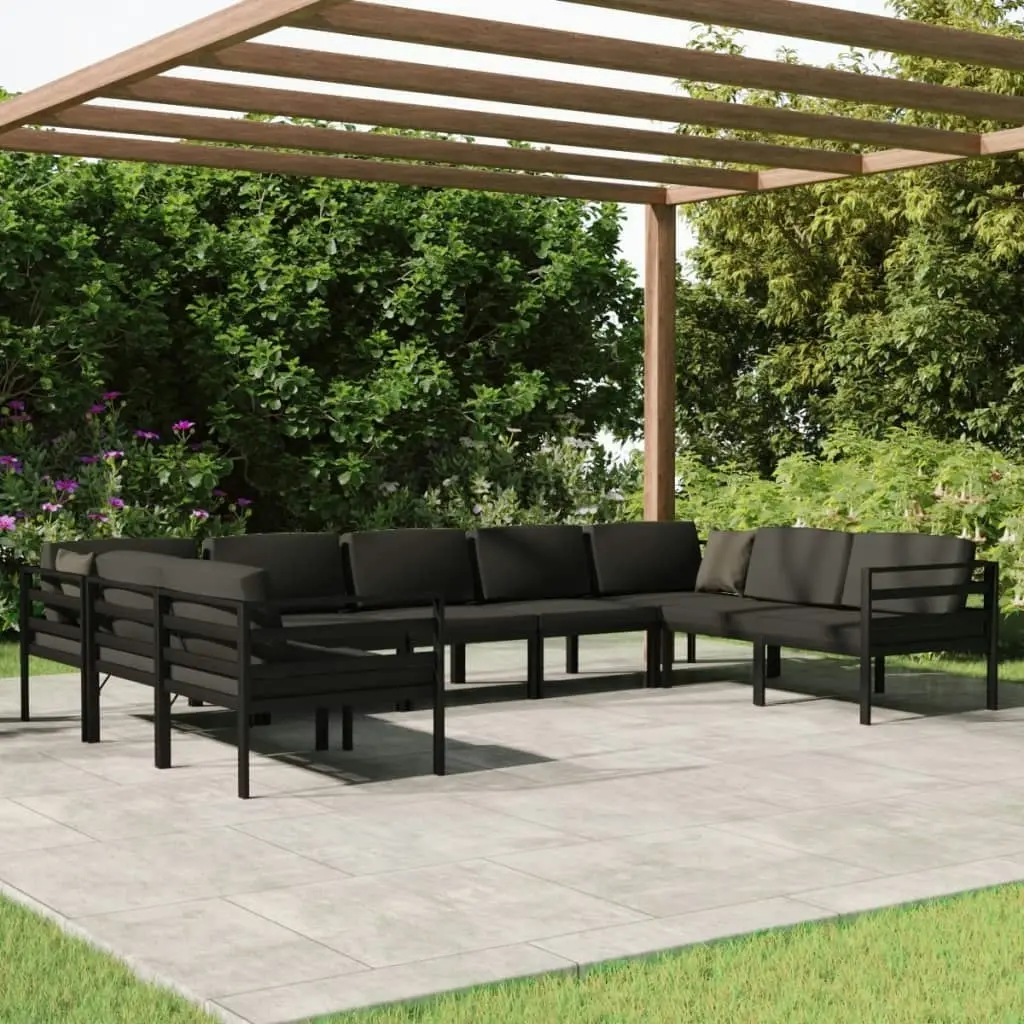 9 Piece Garden Lounge Set with Cushions Aluminium Anthracite 3107814