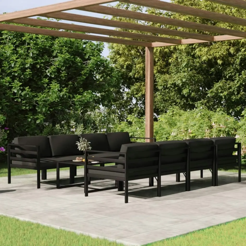 9 Piece Garden Lounge Set with Cushions Aluminium Anthracite 3107807