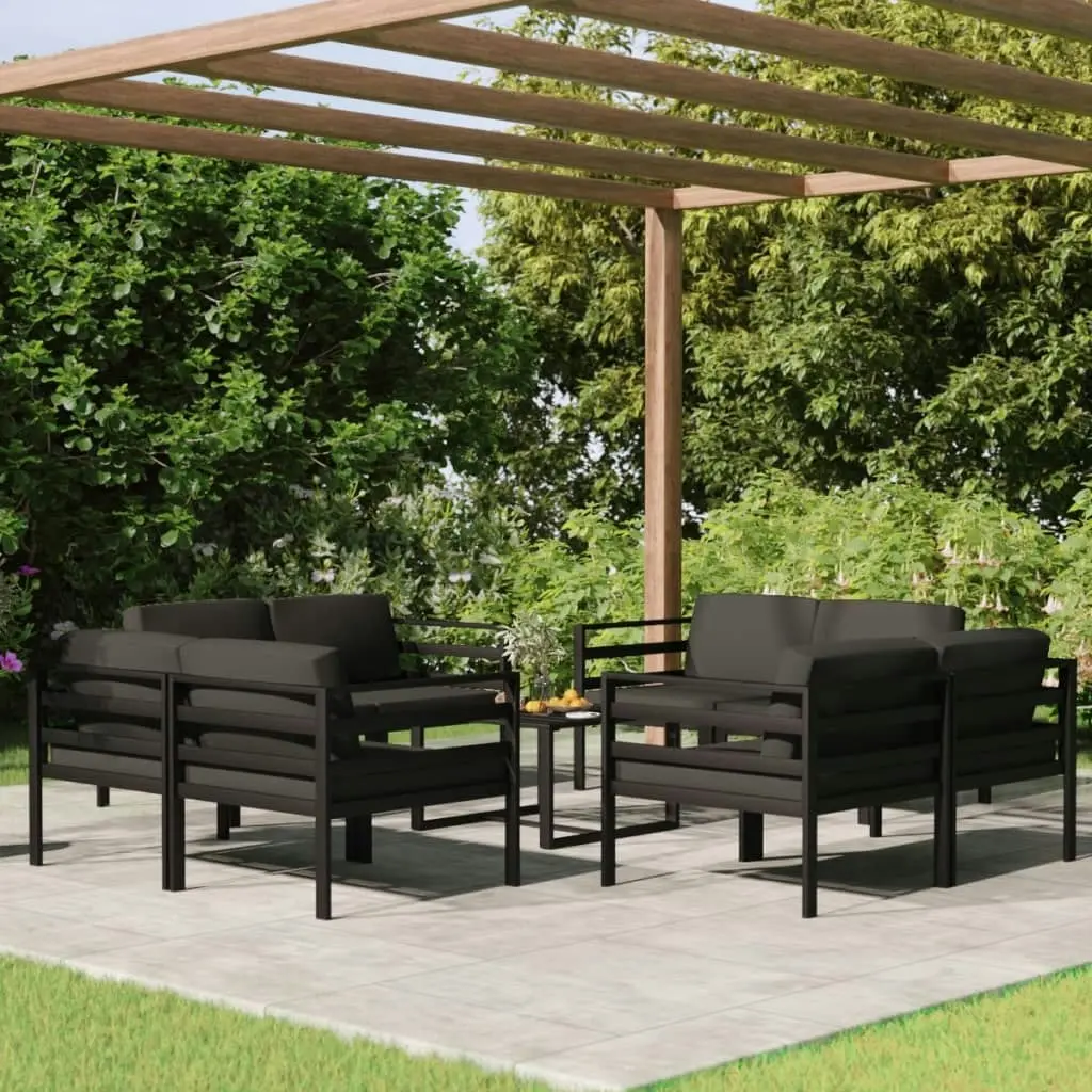 9 Piece Garden Lounge Set with Cushions Aluminium Anthracite 3107830