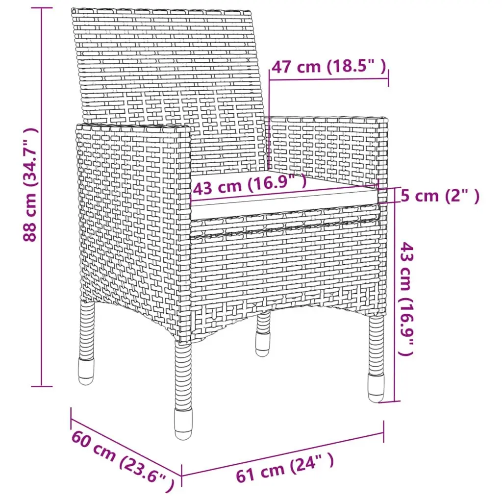 9 Piece Garden Dining Set with Cushions Poly Rattan and Glass 3099756