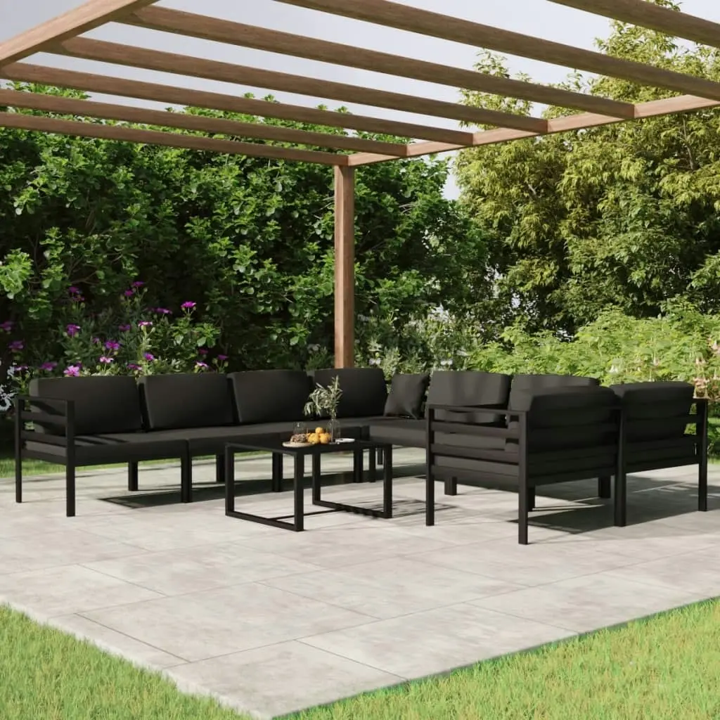 9 Piece Garden Lounge Set with Cushions Aluminium Anthracite 3107821