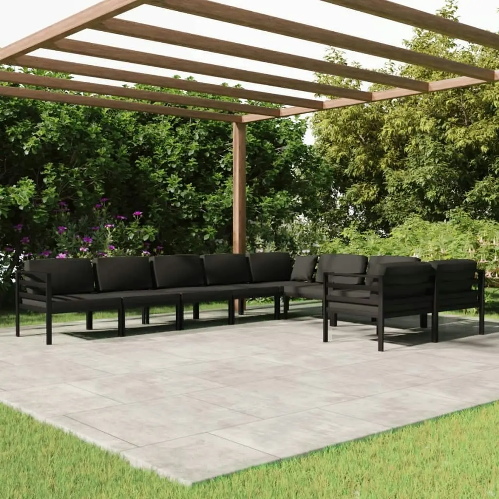 9 Piece Garden Lounge Set with Cushions Aluminium Anthracite 3107823