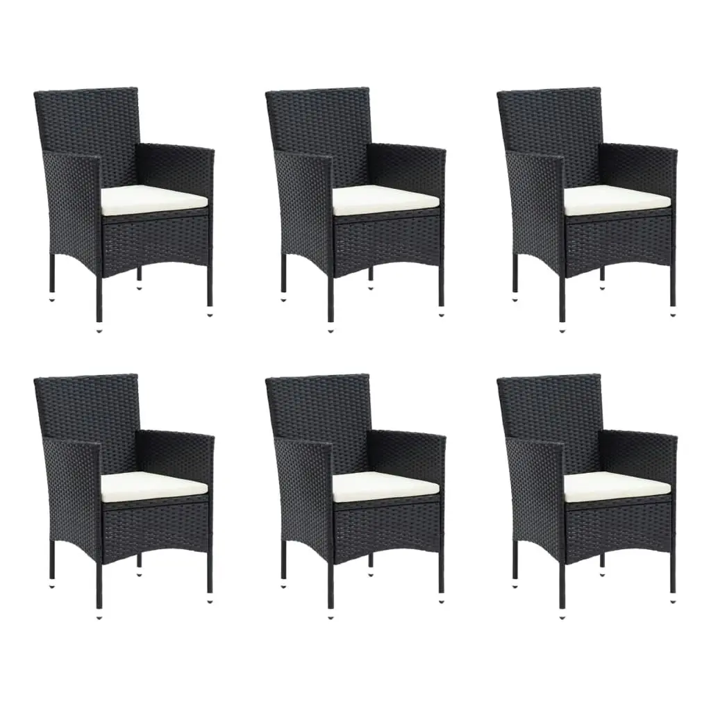 9 Piece Garden Dining Set with Cushions Poly Rattan Black 3095014