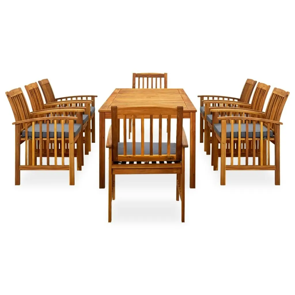 9 Piece Garden Dining Set with Cushions Solid Acacia Wood 3058093