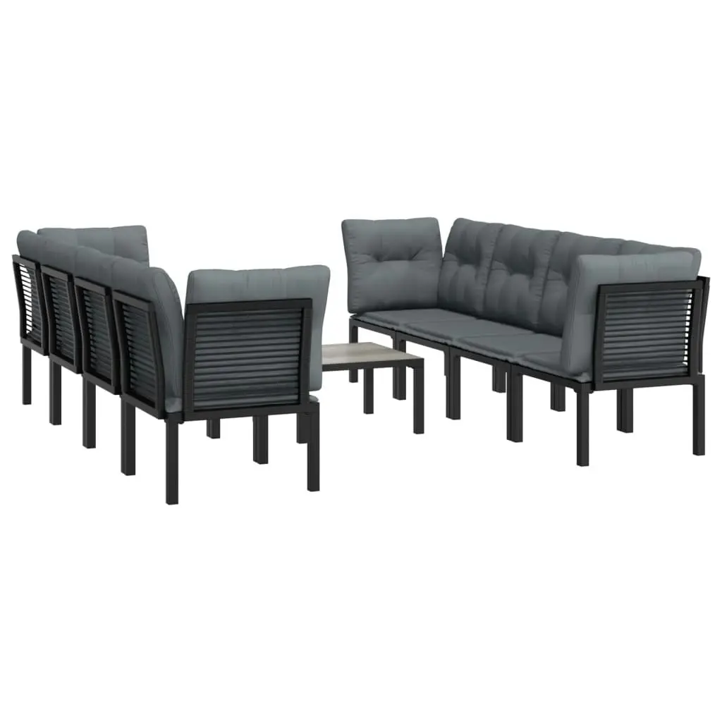 9 Piece Garden Lounge Set Black and Grey Poly Rattan 3187735