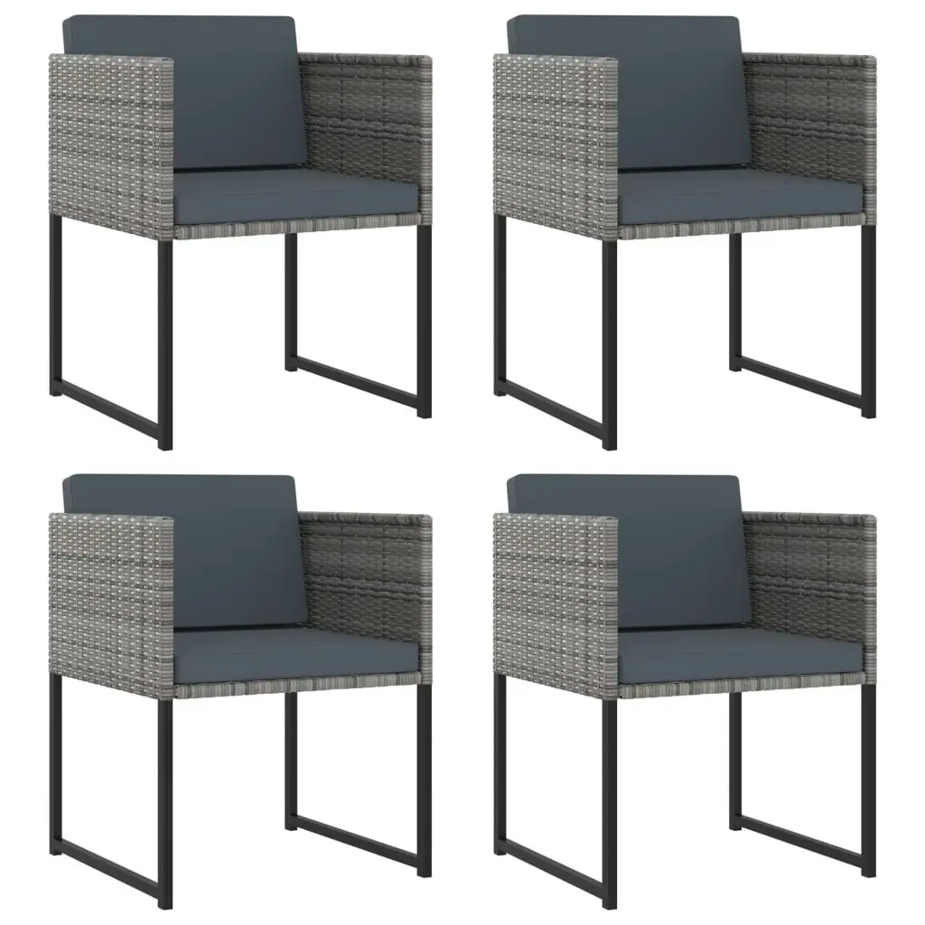 9 Piece Garden Dining Set with Cushions Poly Rattan Grey 313100