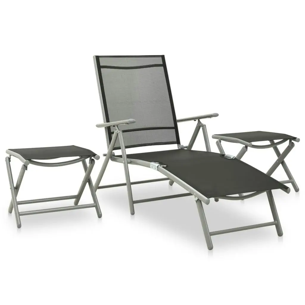 9 Piece Garden Lounge Set Black and Silver 3070644