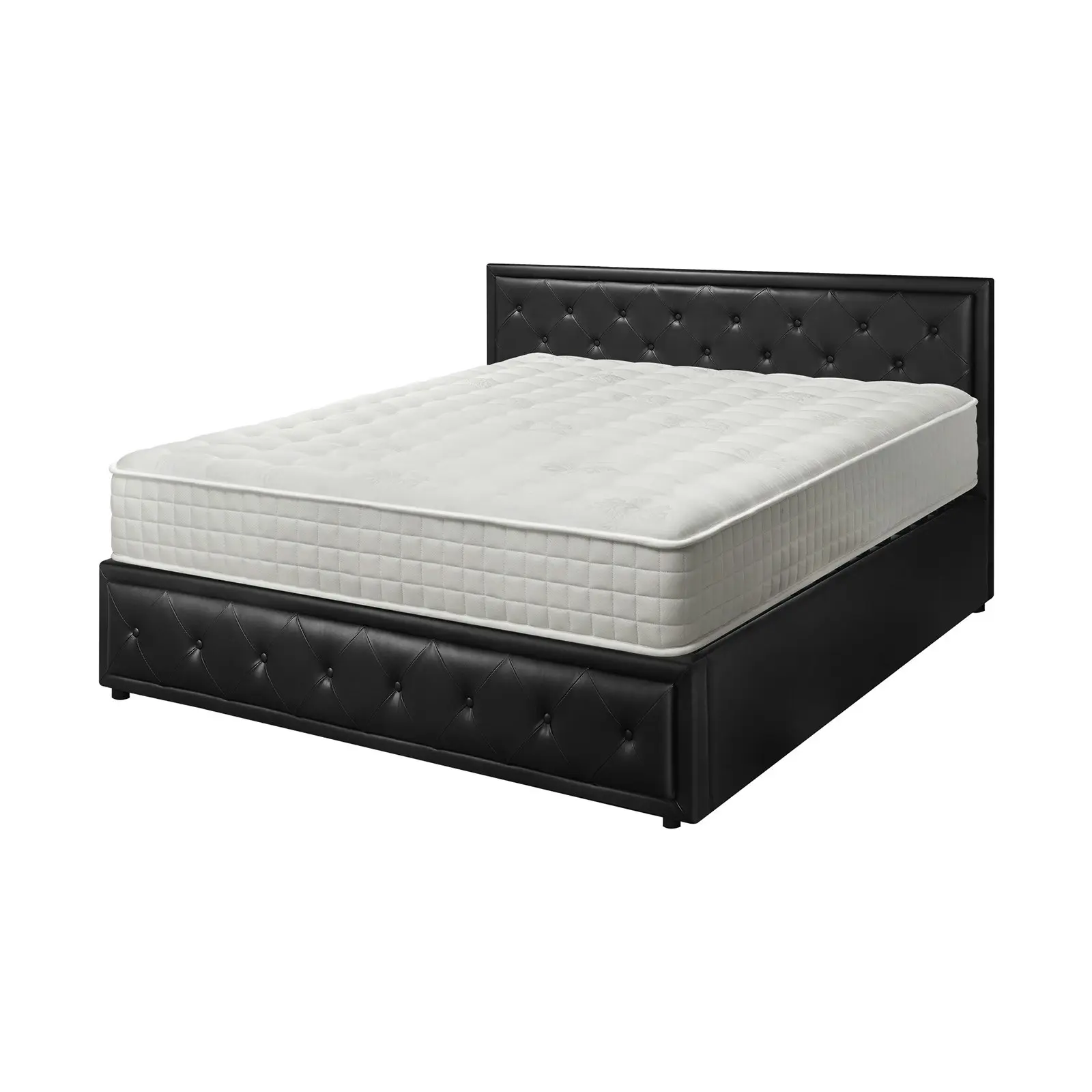 Oikiture Bed Frame King Size Gas Lift Storage Mattress Base With Mattress ENZO