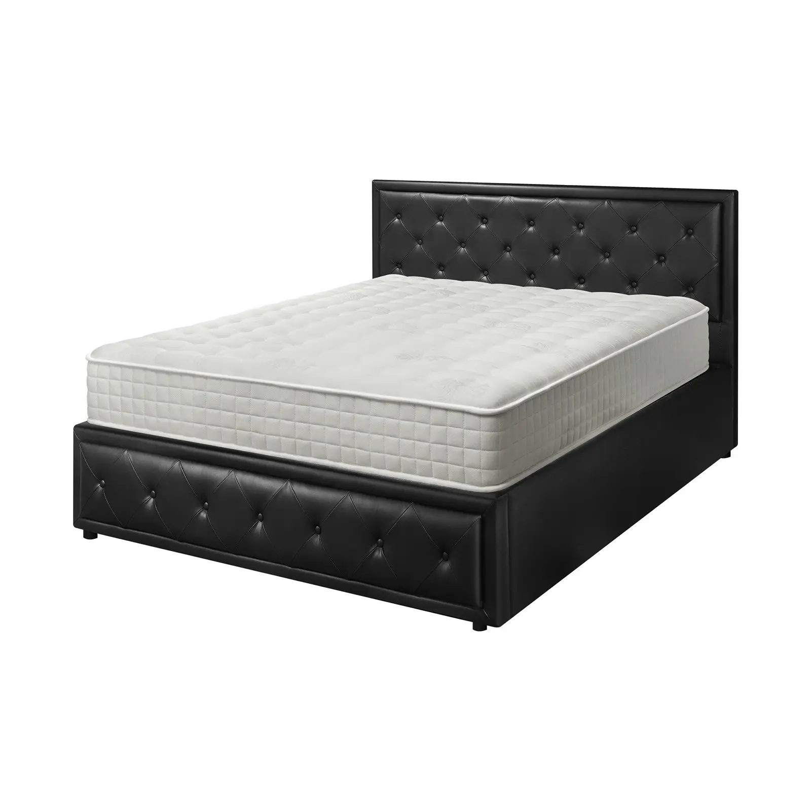 Oikiture Bed Frame Double Size Gas Lift Storage Mattress Base With Mattress ENZO