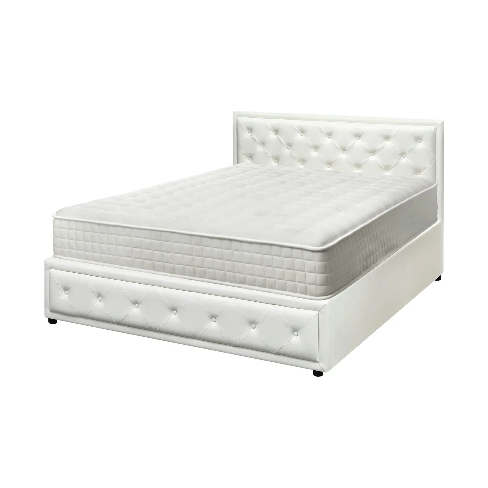 Oikiture Bed Frame Double Size Gas Lift Storage Base With Mattress ENZO