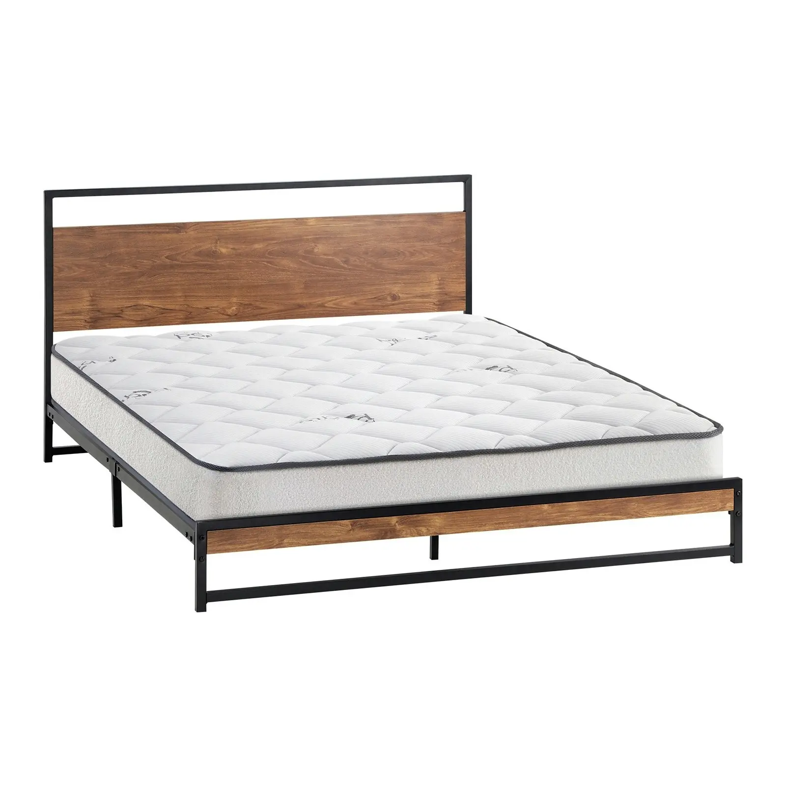 Oikiture Metal Bed Frame Double Size Beds Platform with Mattress