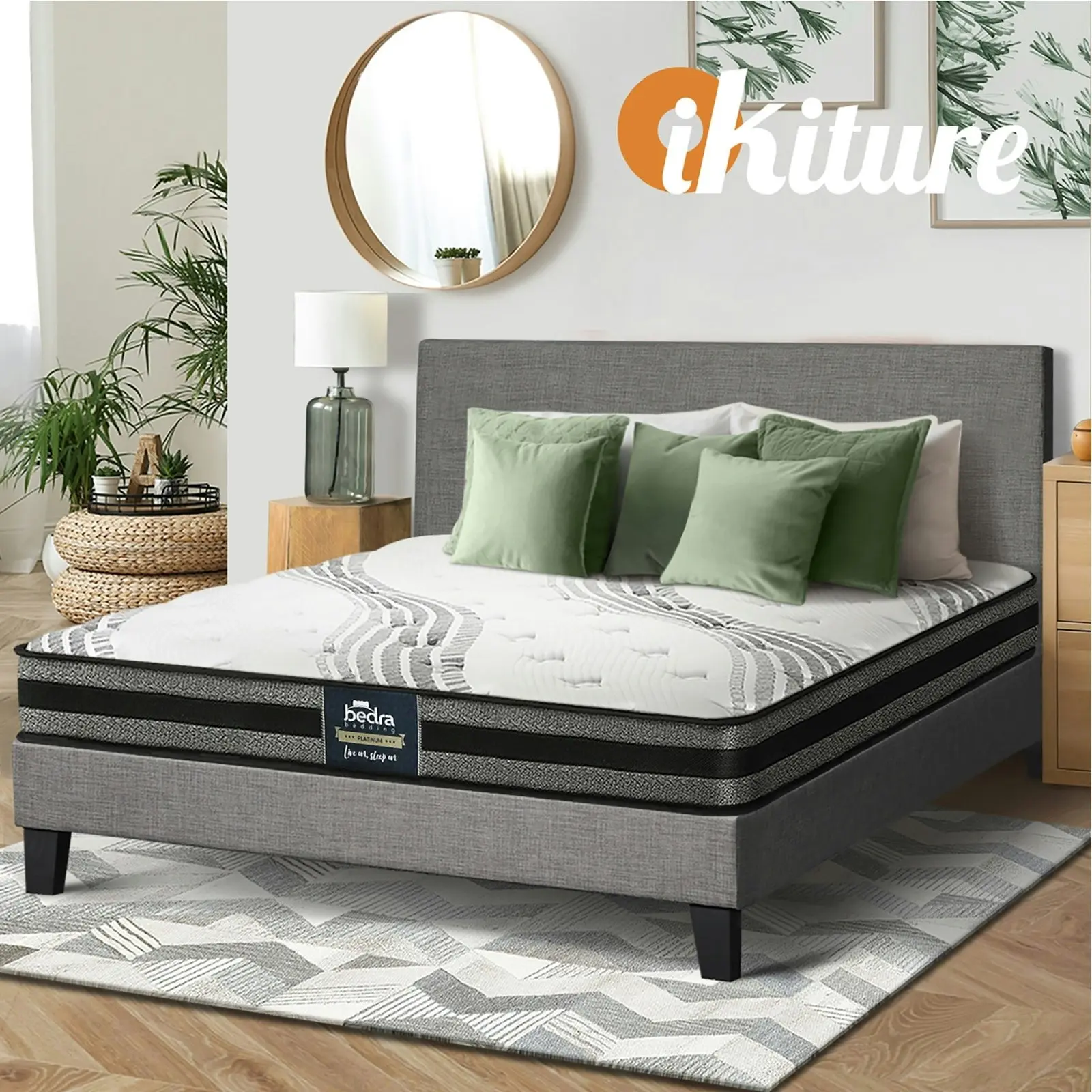 Oikiture Bed Frame with Double Size Mattress Set VANK