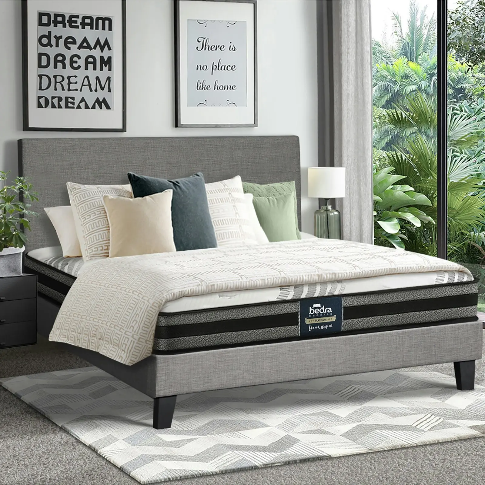 Oikiture Bed Frame with Double Size Mattress Set VANK