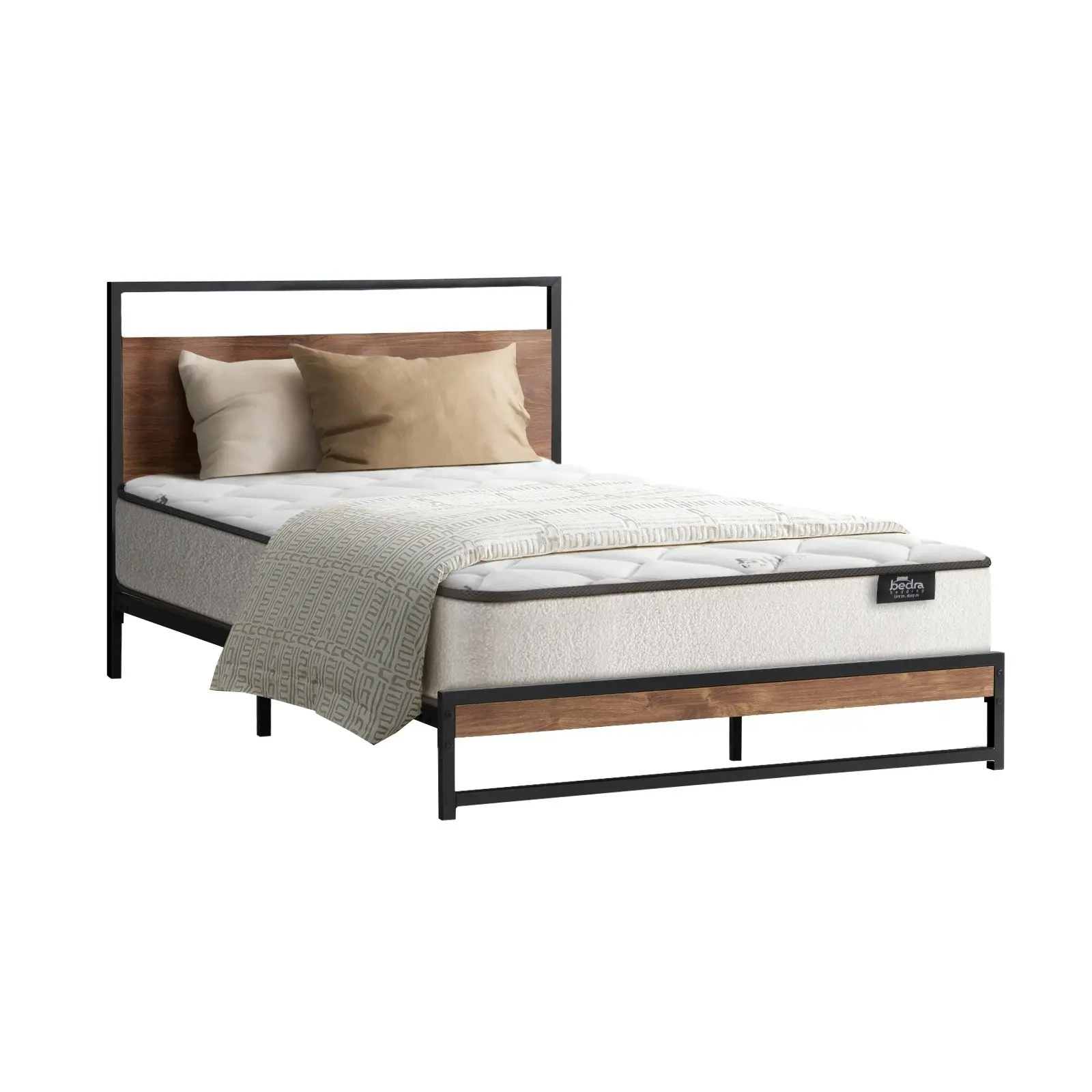 Oikiture Metal Bed Frame King Single Beds Platform with Mattress