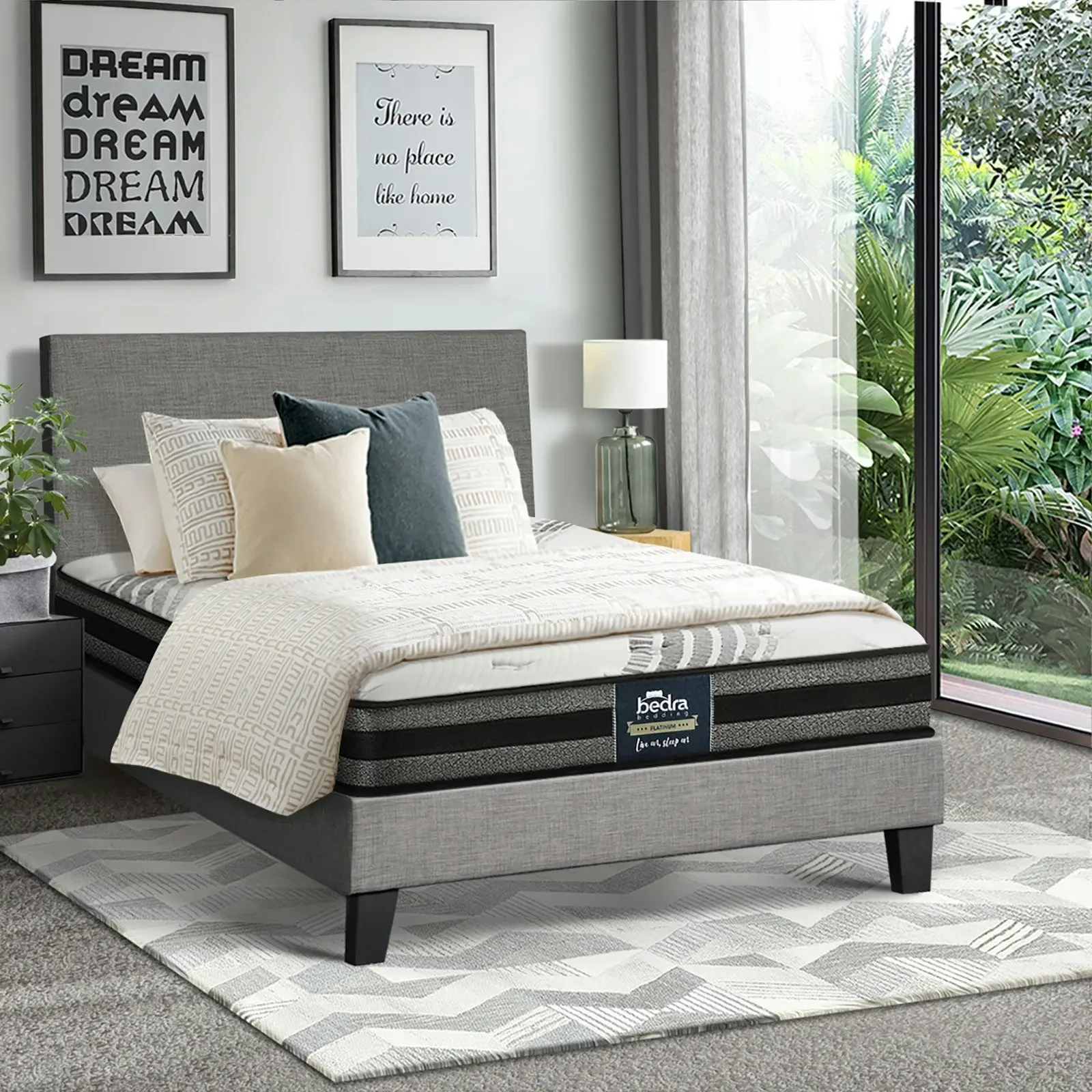 Oikiture Bed Frame with King Single Mattress Set VANK