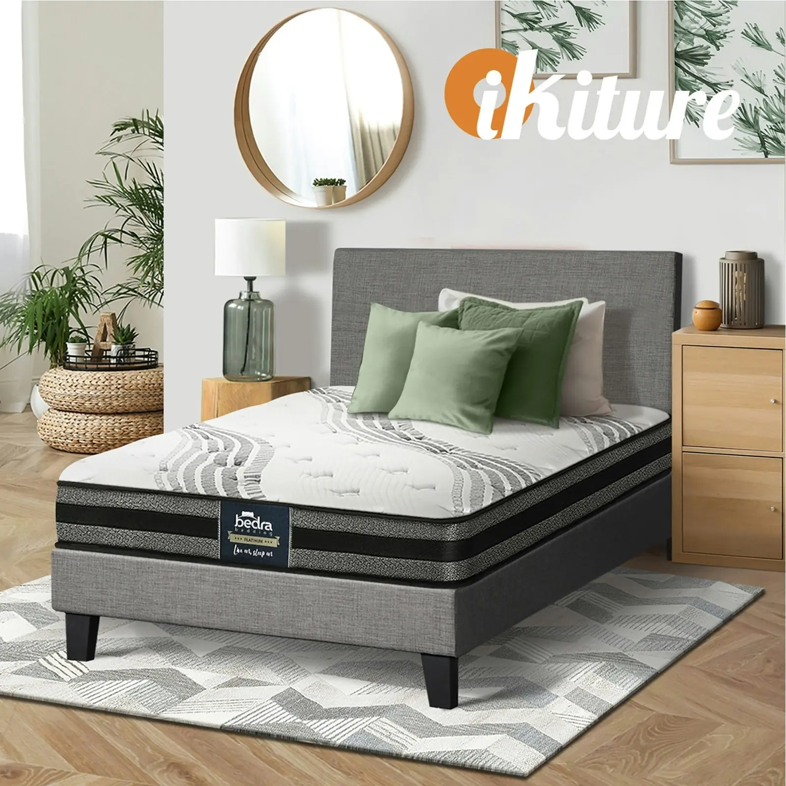 Oikiture Bed Frame with King Single Mattress Set VANK