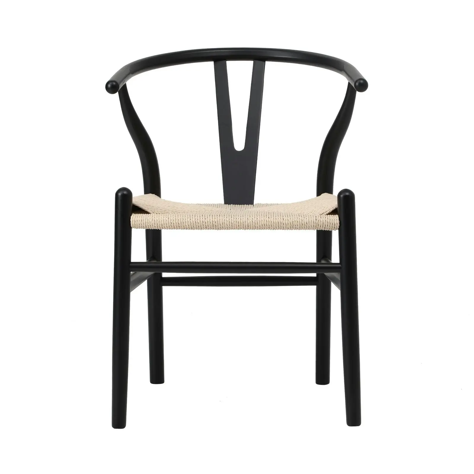 Oikiture Dining Chair Wooden Hans Wegner Chair Wishbone Cafe Lounge Seat Black