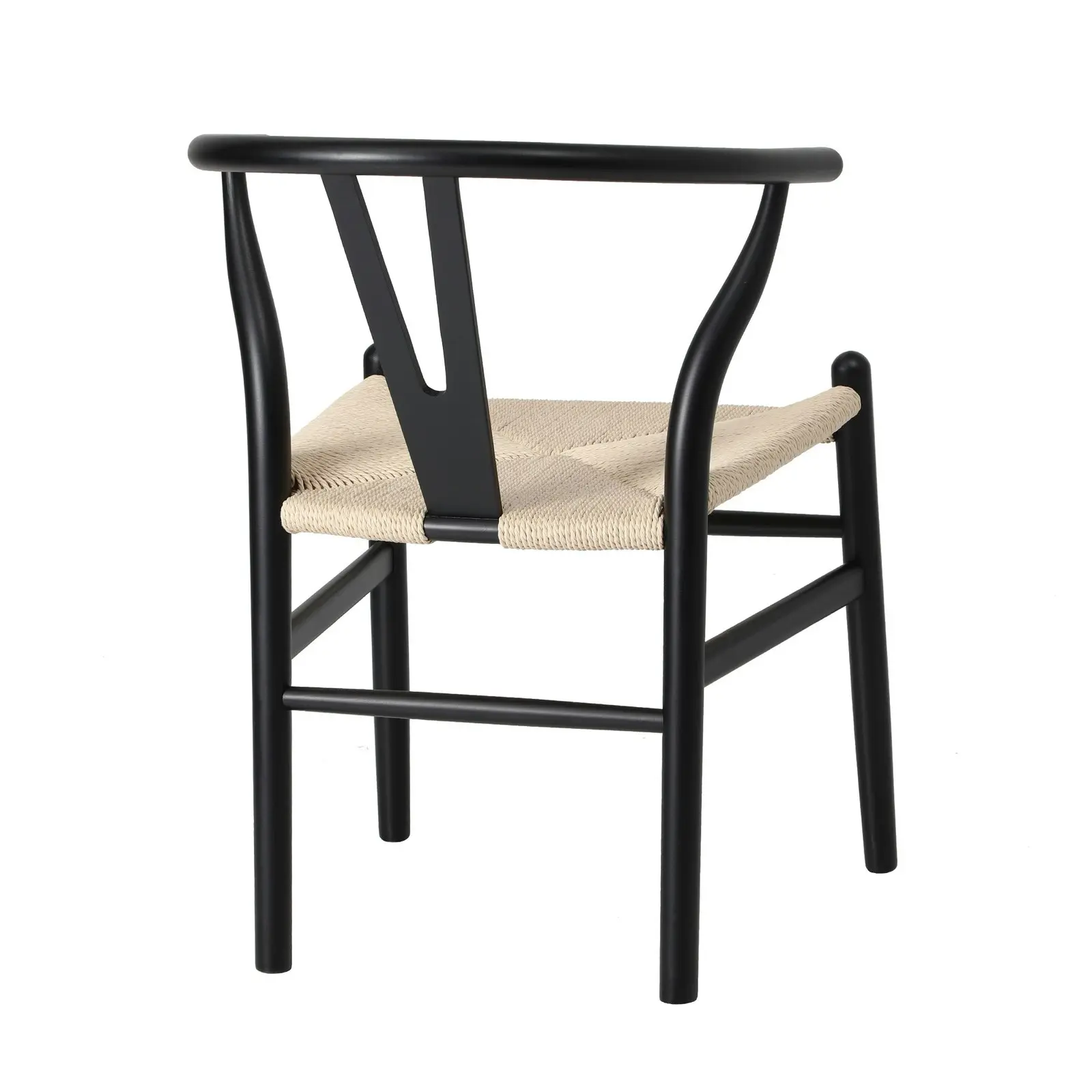 Oikiture Dining Chair Wooden Hans Wegner Chair Wishbone Cafe Lounge Seat Black