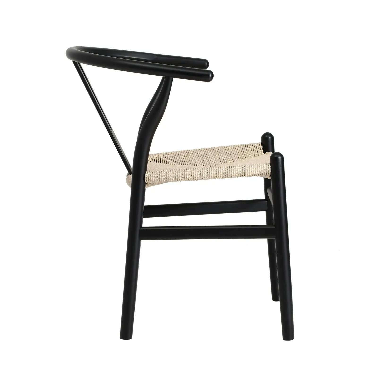 Oikiture Dining Chair Wooden Hans Wegner Chair Wishbone Cafe Lounge Seat Black