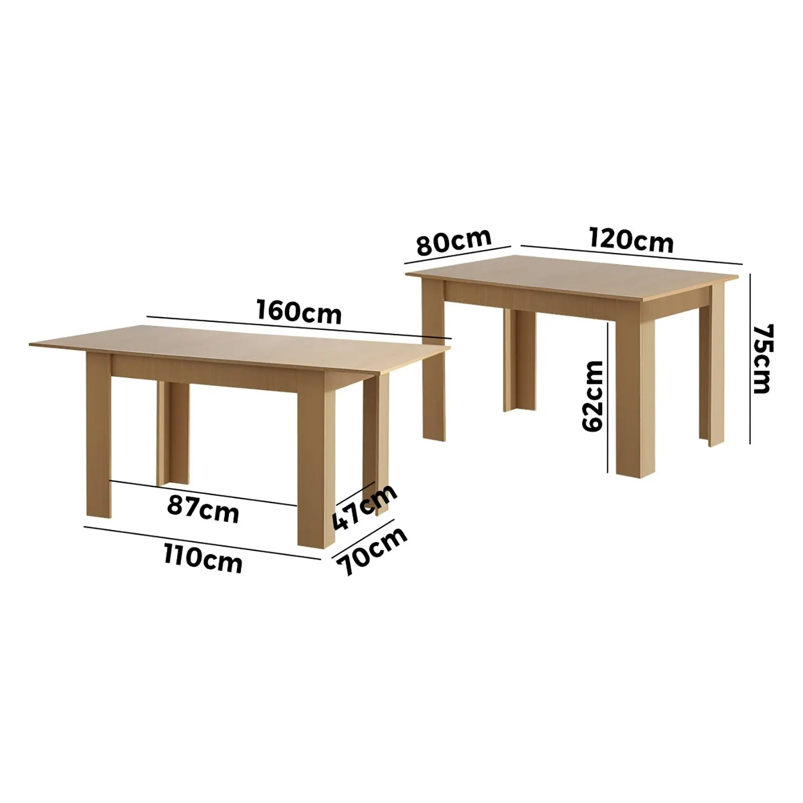 Oikiture 160cm Extendable Dining Table Kitchen Restaurant Cafe Table Wooden