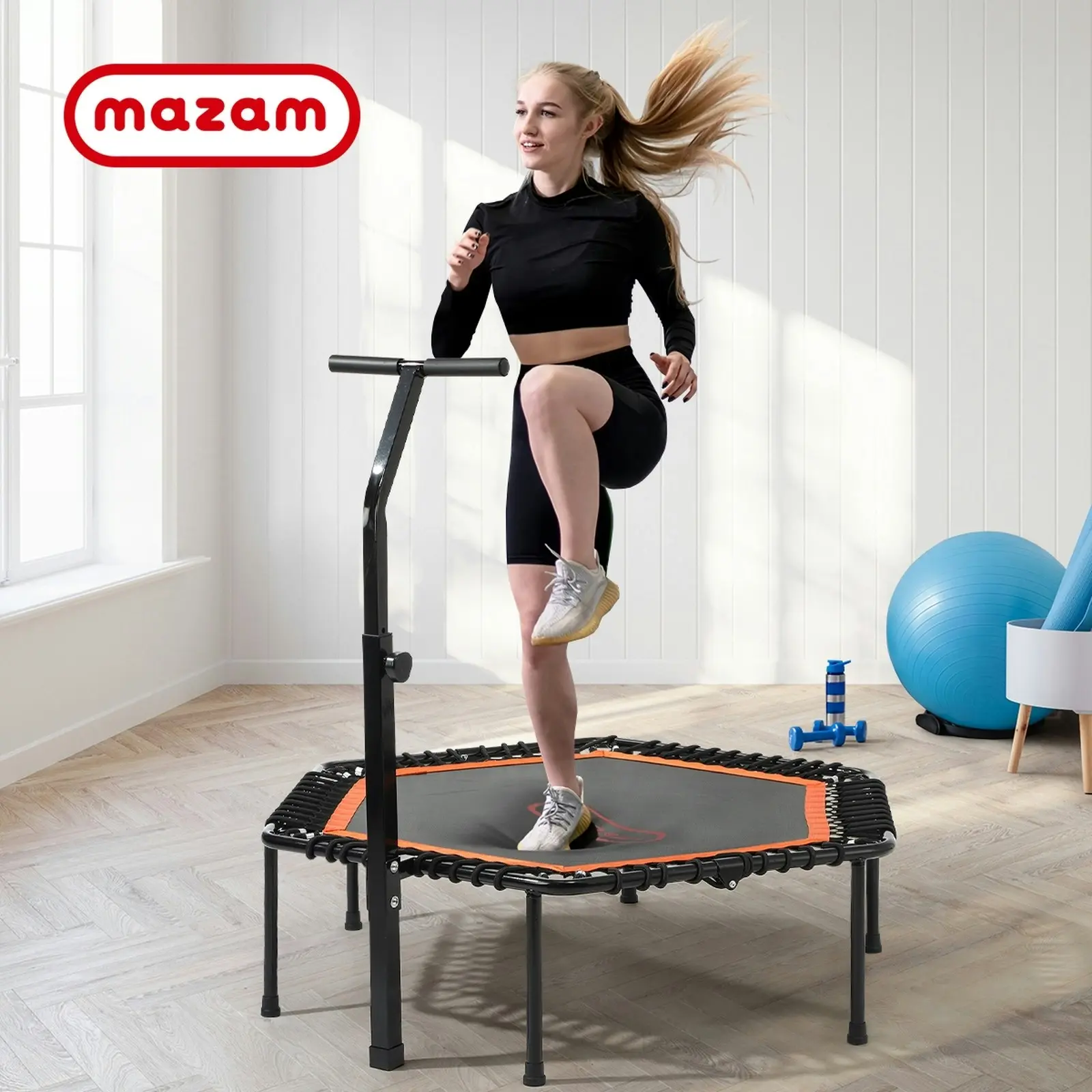 Mazam Trampoline Rebounder Jumping Exercise Fitness Adjustable Handrail 50 Inch