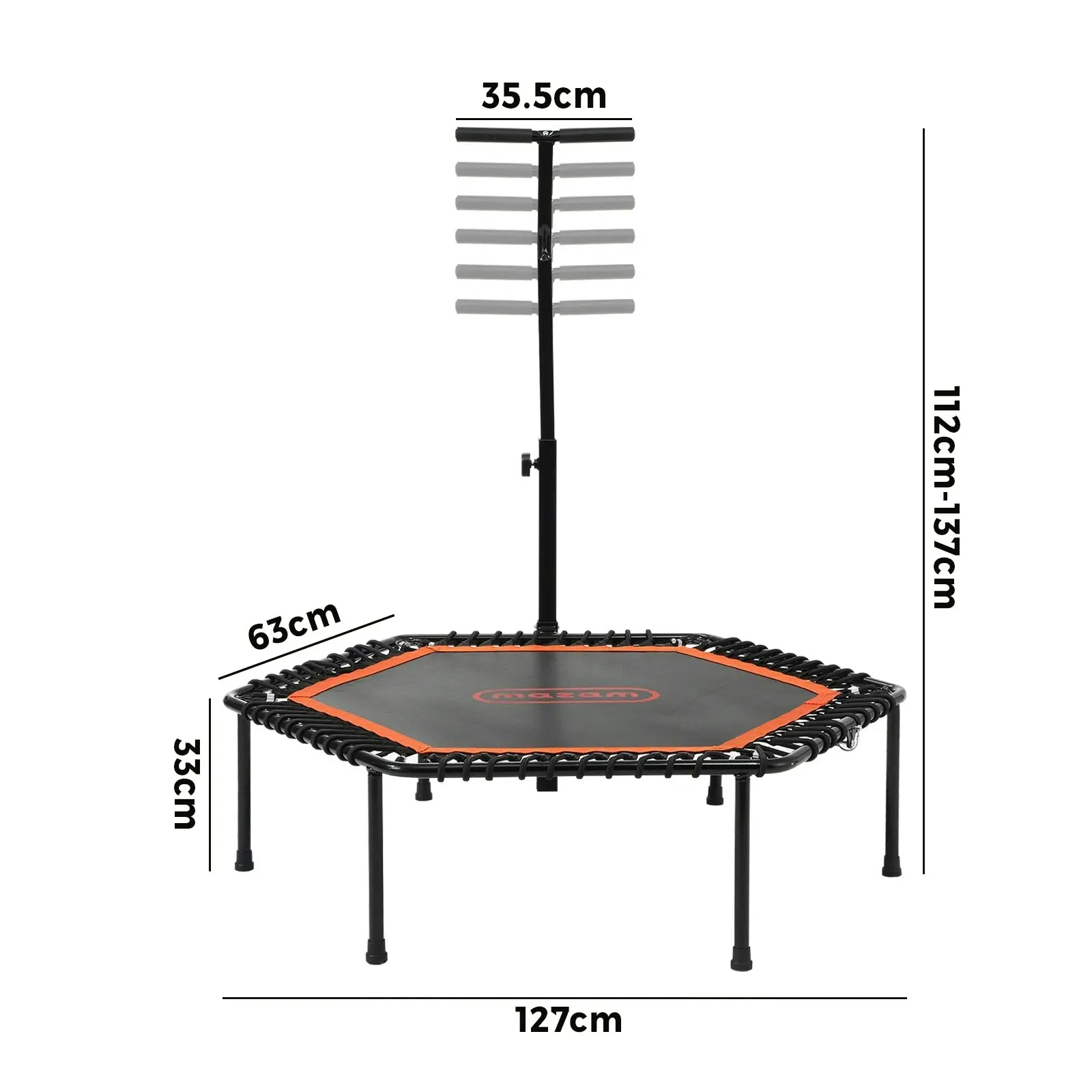 Mazam Trampoline Rebounder Jumping Exercise Fitness Adjustable Handrail 50 Inch