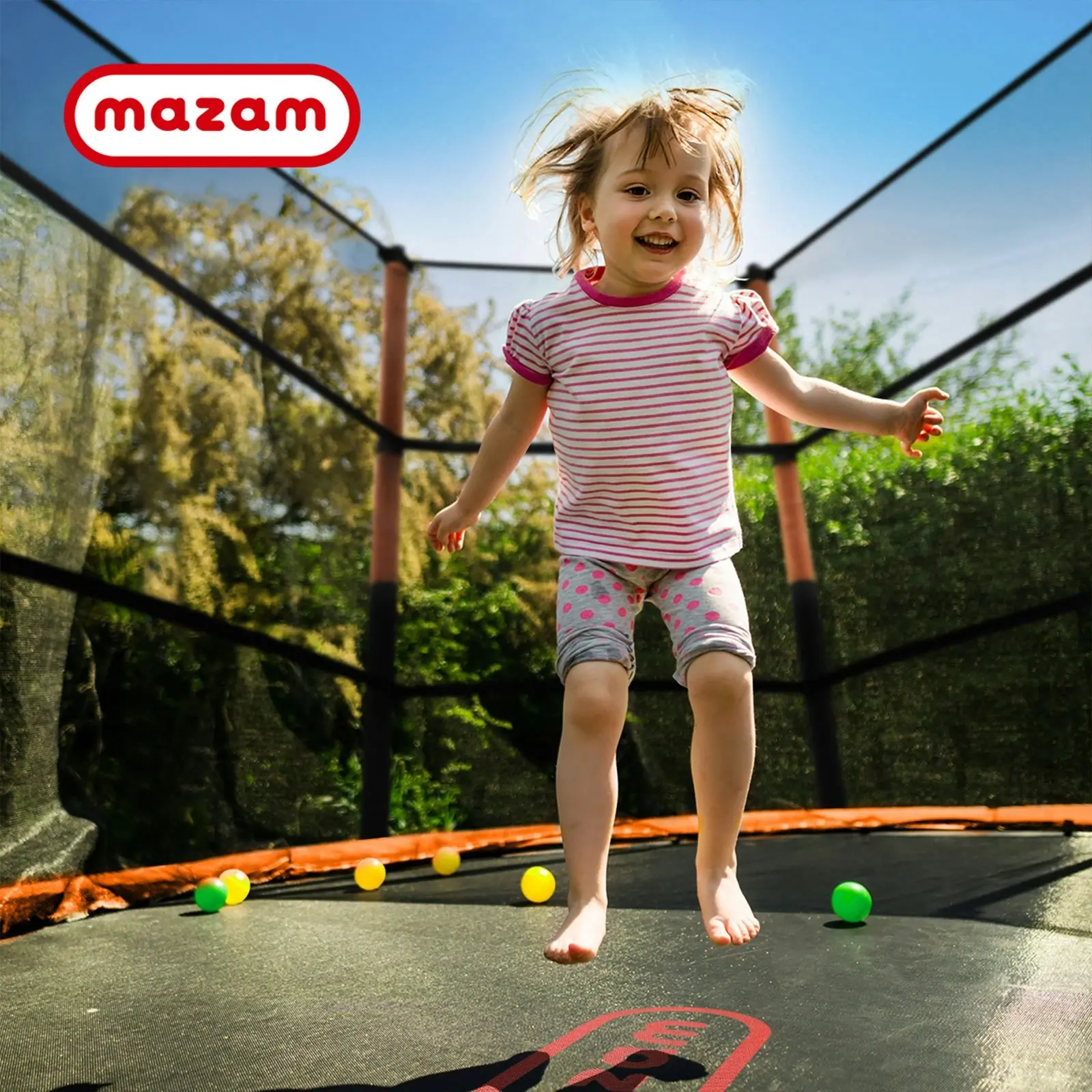 Mazam 55 Inch Trampoline Kids Trampolines Encosure Safety Net Round