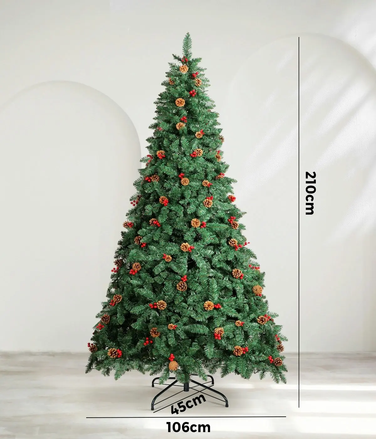 Mazam LED Christmas Tree 2.1M 7FT Xmas Trees Decorations Green with Ornaments