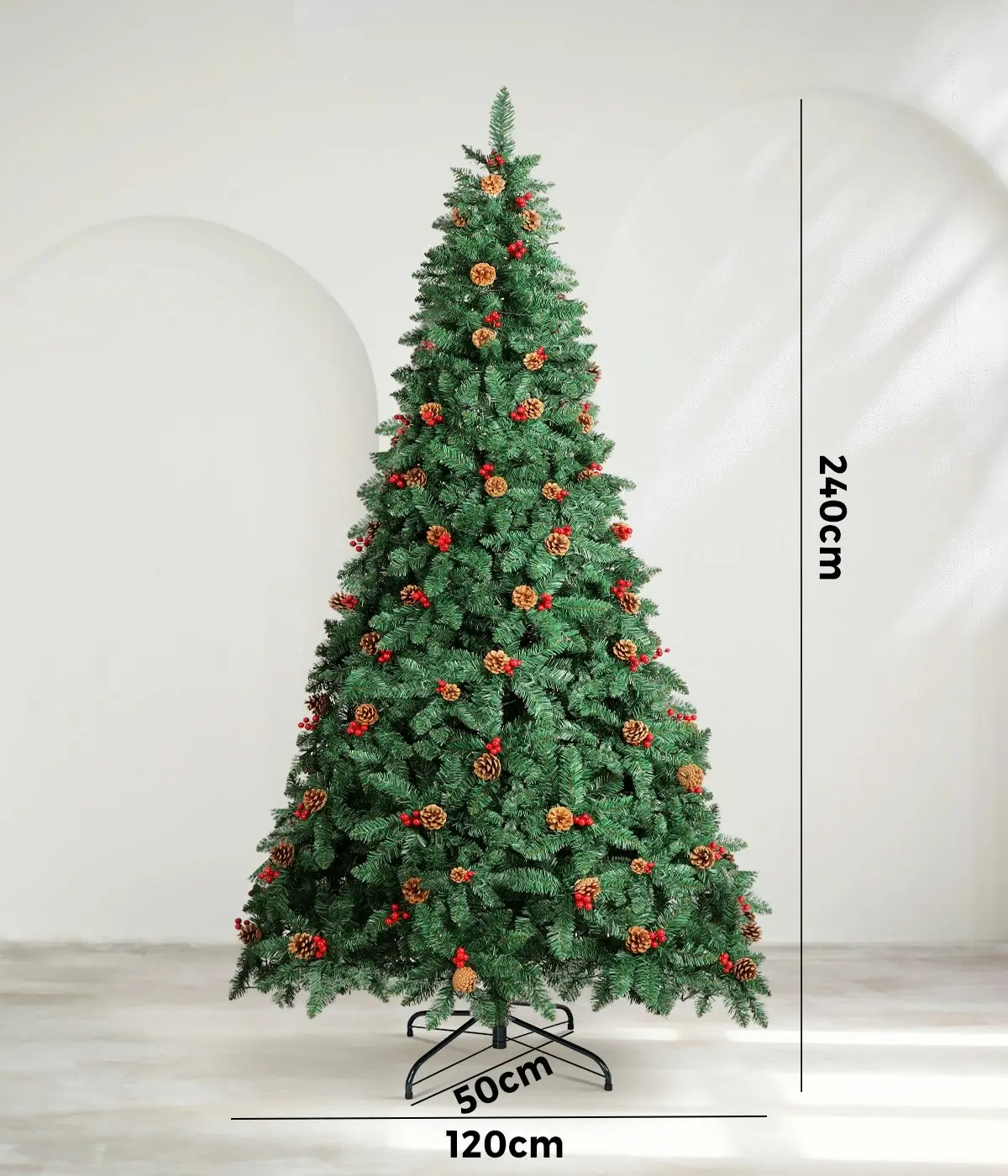 Mazam LED Christmas Tree 2.4M 8FT Xmas Trees Decorations Green with Ornaments