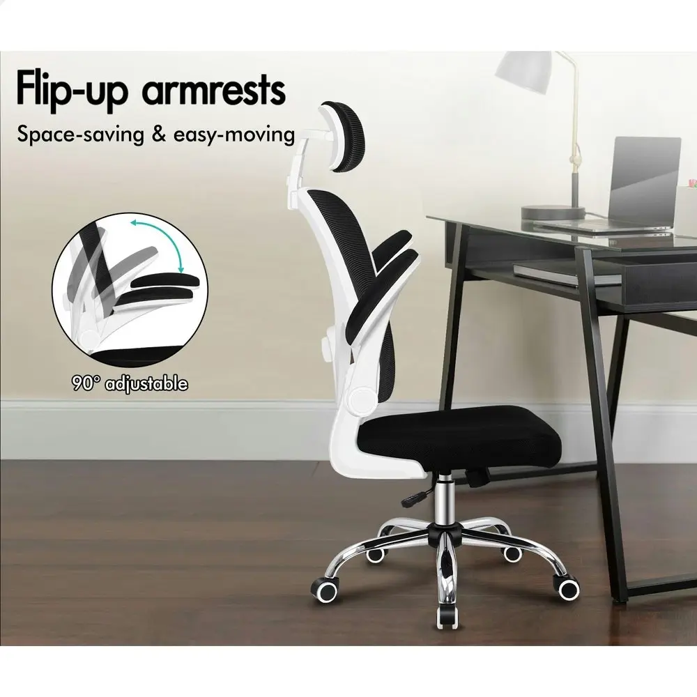 Alfordson Mesh Office Chair Executive Computer Gaming Fabric Seat Black White