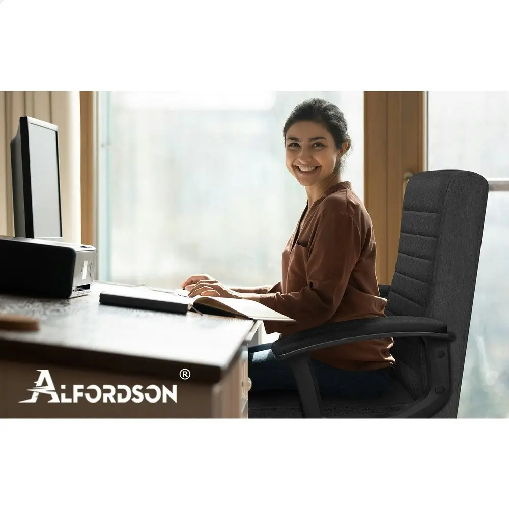 Alfordson Office Chair Executive Mid Back Fabric Black