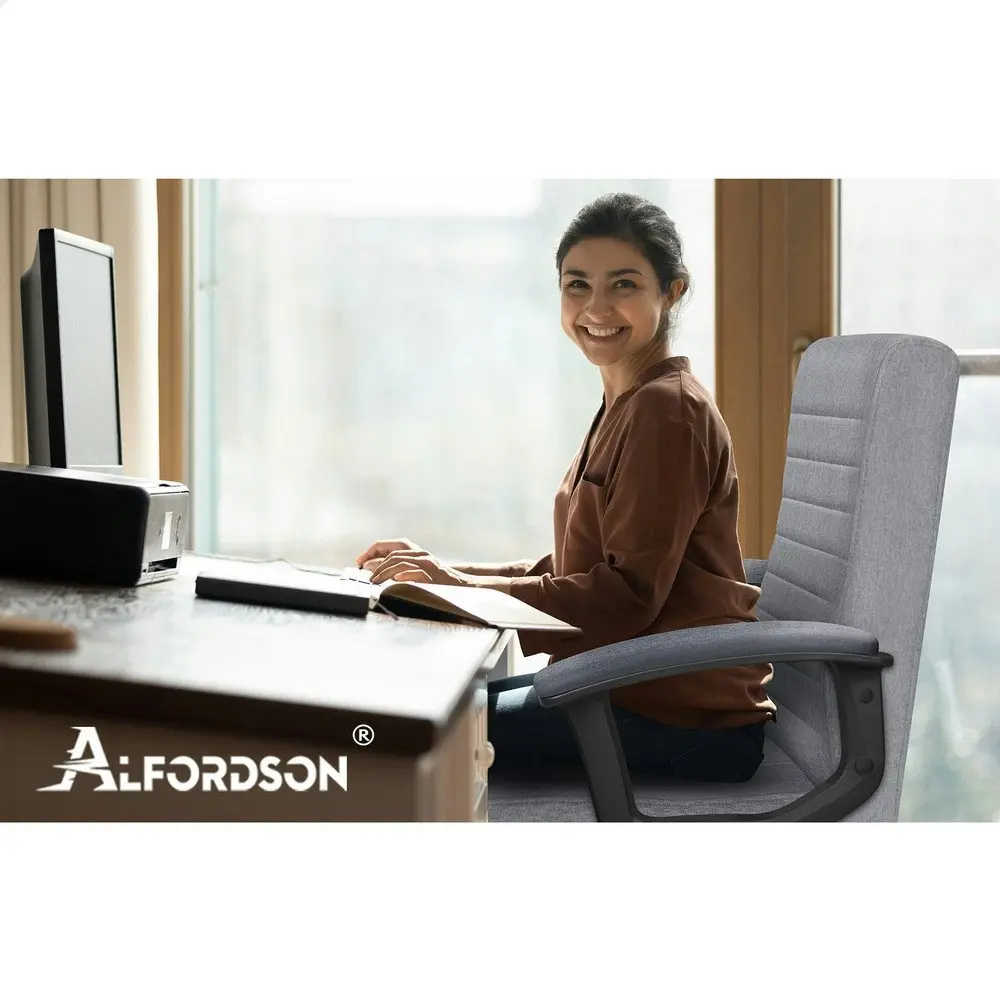 Alfordson Office Chair Executive Mid Back Fabric Grey