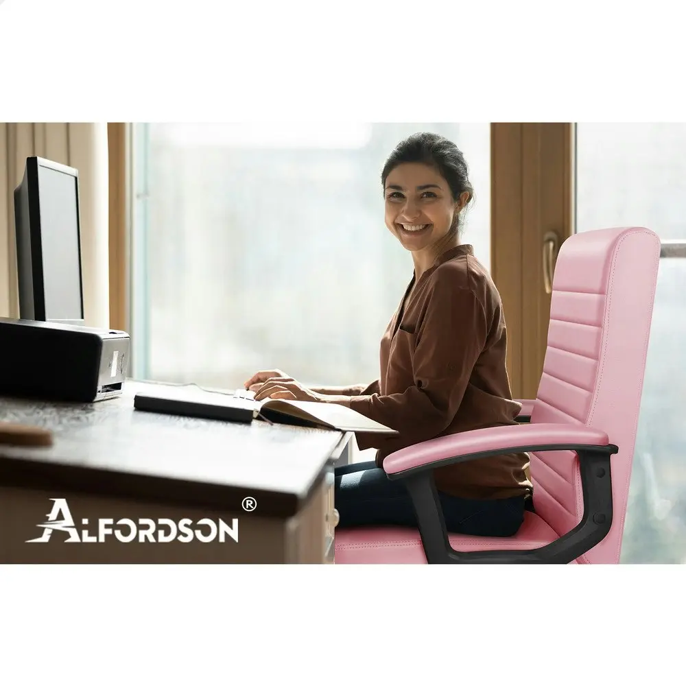 Alfordson Office Chair Executive Mid Back Pink