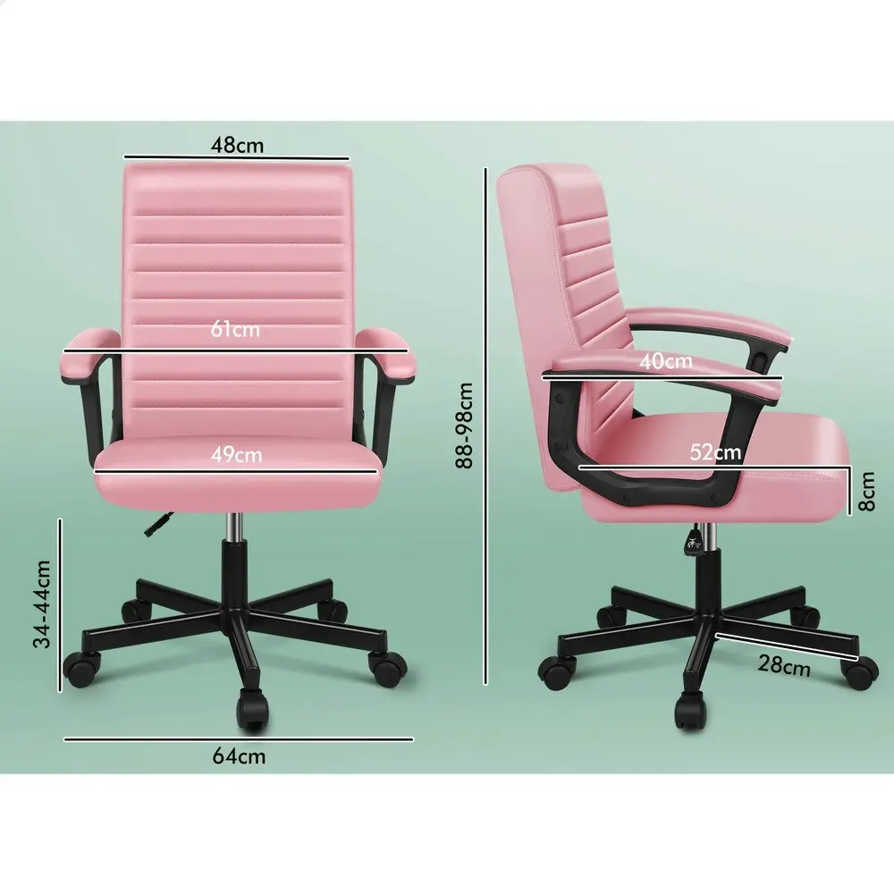 Alfordson Office Chair Executive Mid Back Pink