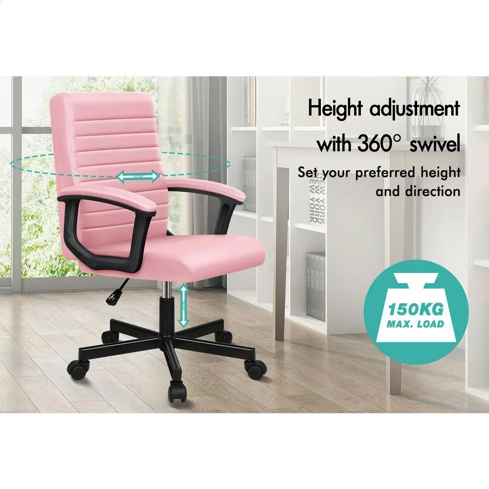 Alfordson Office Chair Executive Mid Back Pink