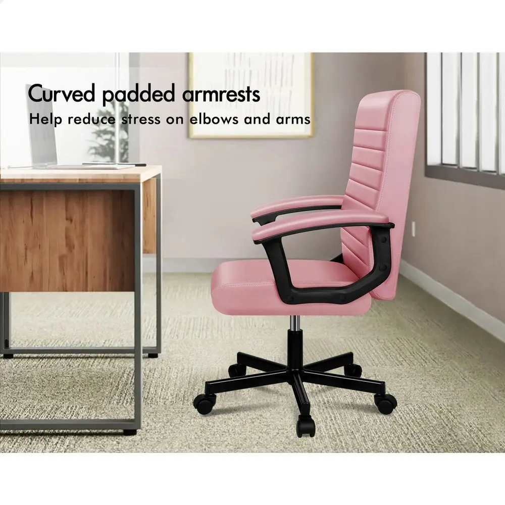 Alfordson Office Chair Executive Mid Back Pink