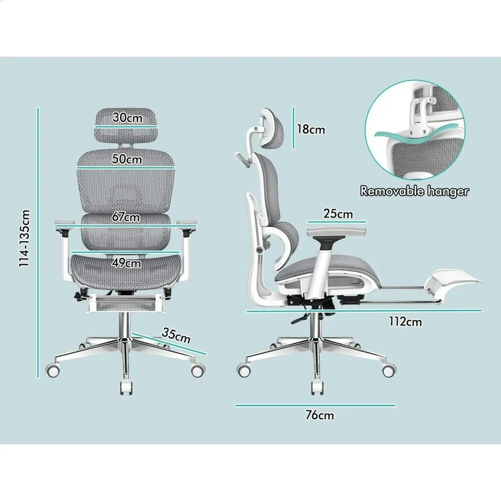 Alfordson Ergonomic Office Chair Executive White Grey