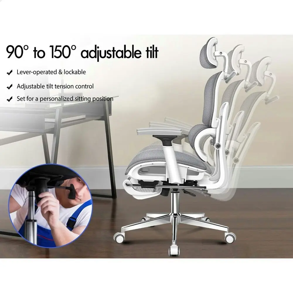 Alfordson Ergonomic Office Chair Executive White Grey