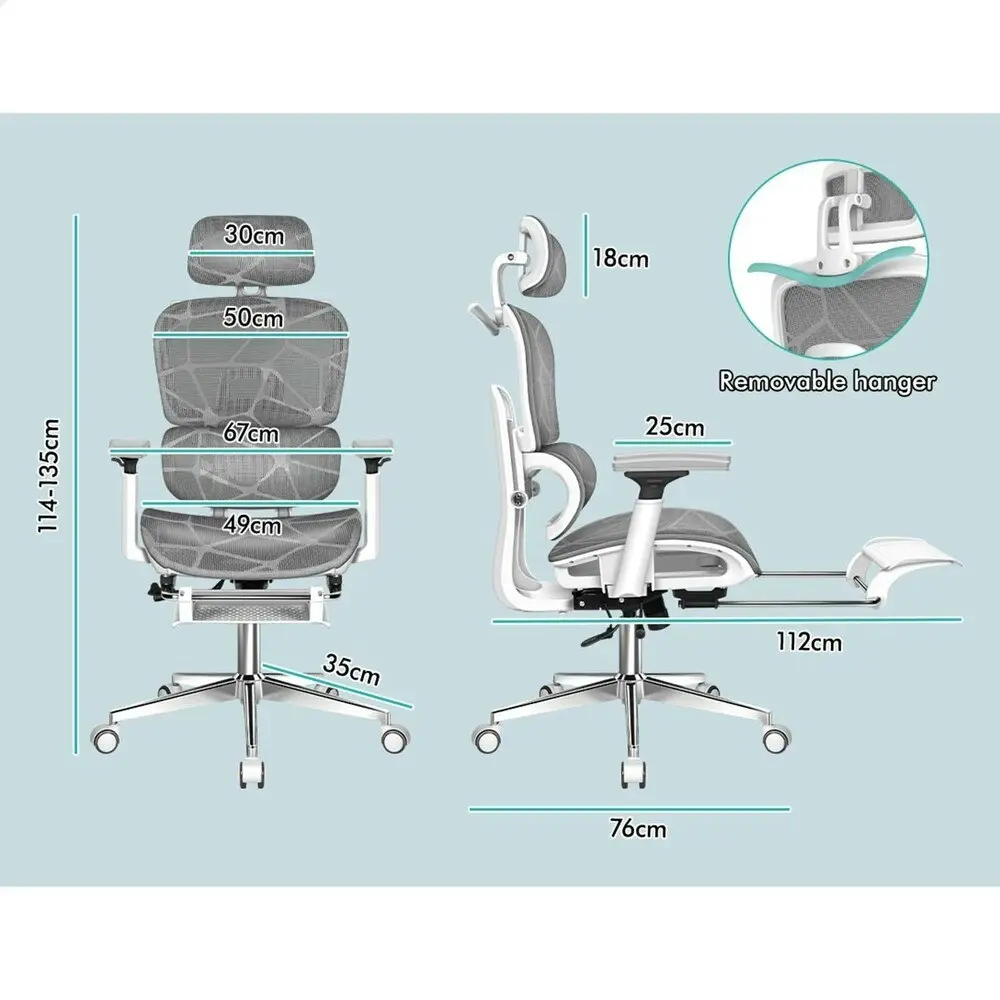 Alfordson Ergonomic Office Chair Executive Grey White