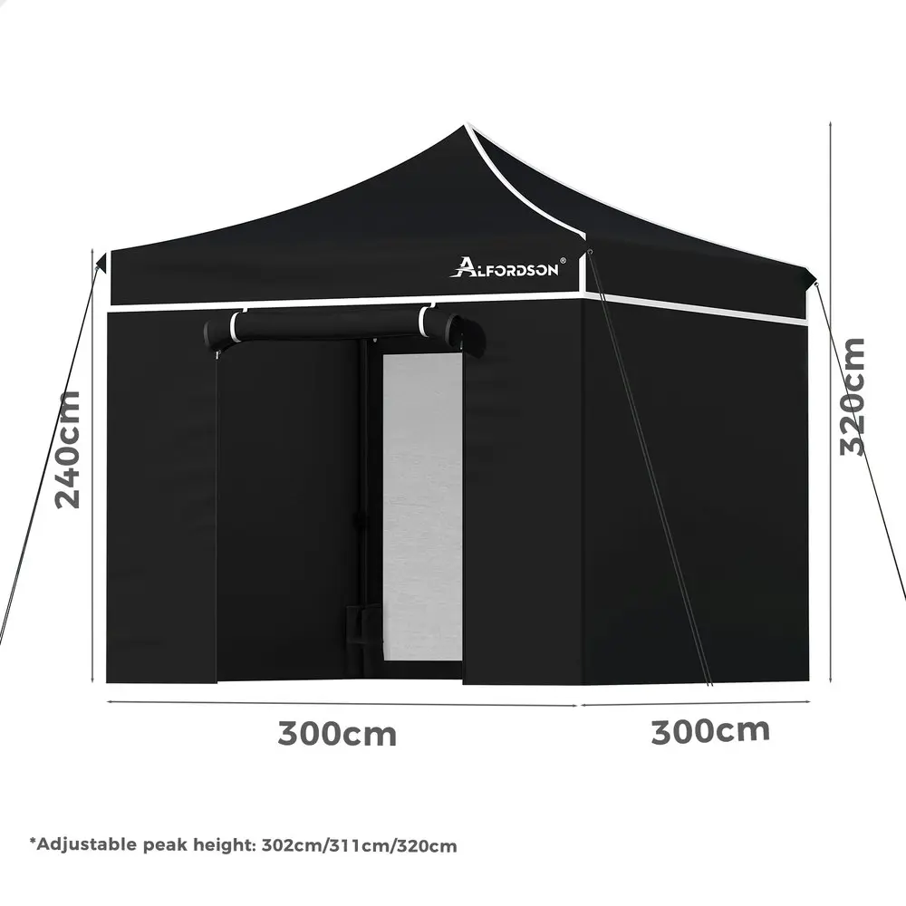 Alfordson Gazebo 3x3 Pop Up Marquee Black