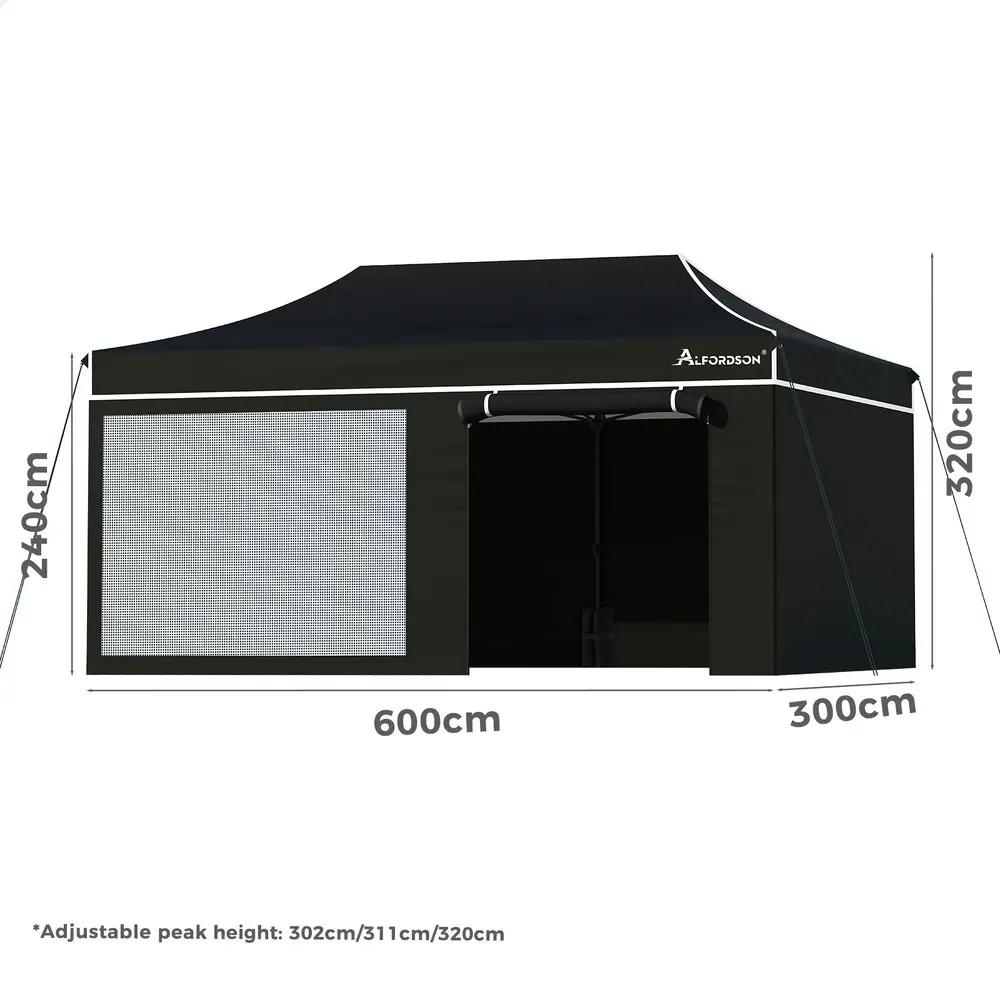 Alfordson Gazebo 3x6 Pop Up Marquee Black