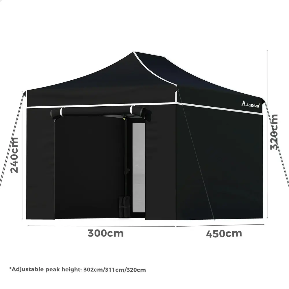 Alfordson Gazebo 3x4.5 Pop Up Marquee Black