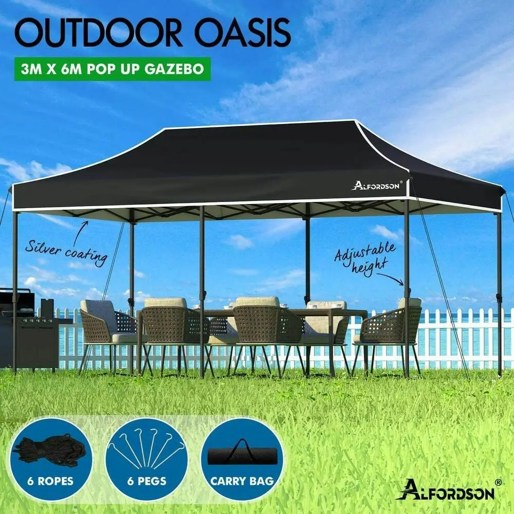 Alfordson Gazebo 3x6 Pop Up Tent Wedding Canopy Black